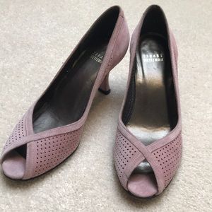 Stuart Weitzman pink suede heels